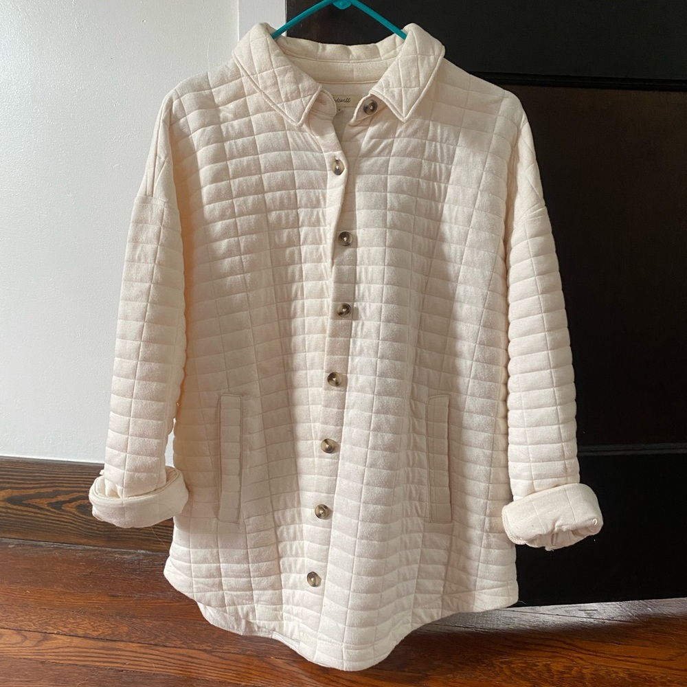 Madewell Quilted Shirt-Jacket Ivory Size M